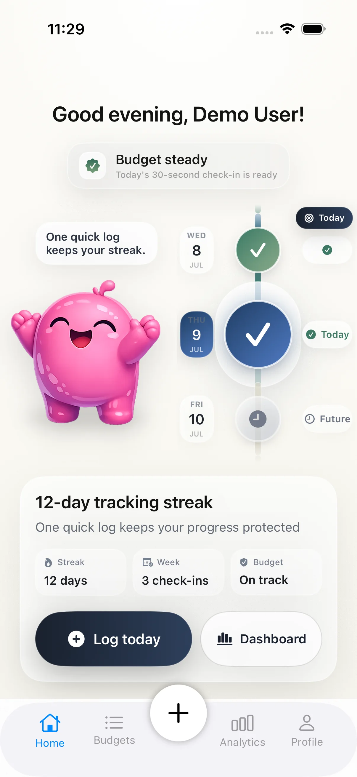 KindBudget welcome page on iPhone